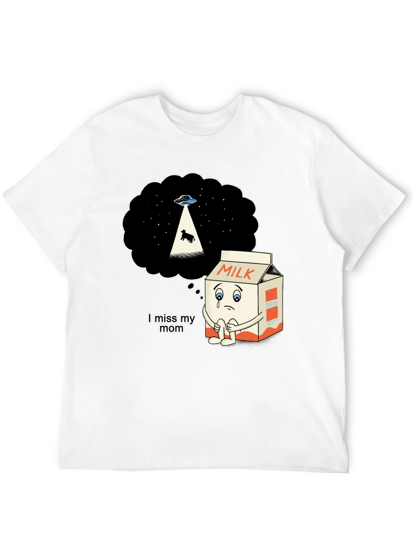 Sad Milk Cartoon Graphic T-Shirt