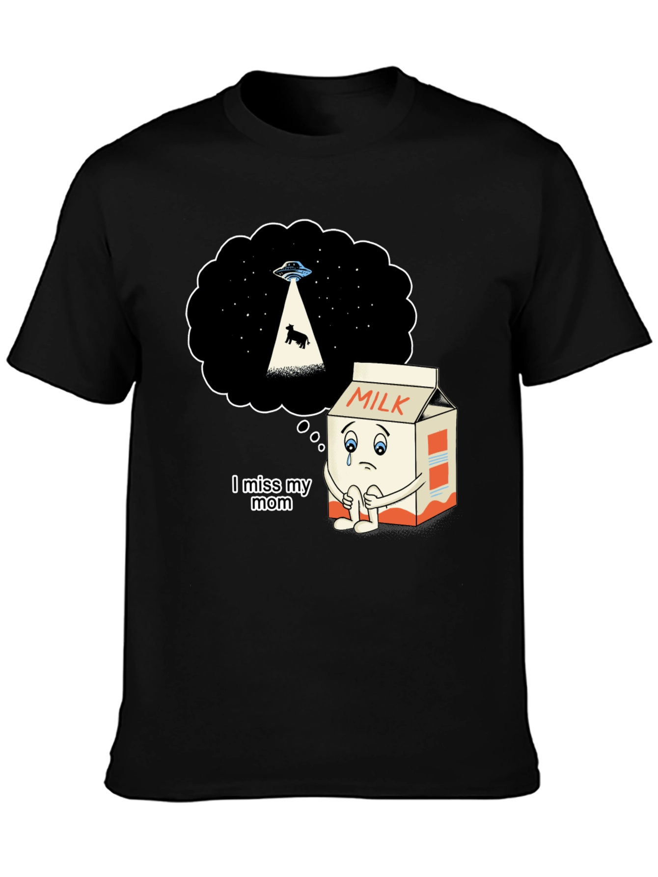 Sad Milk Cartoon Graphic T-Shirt