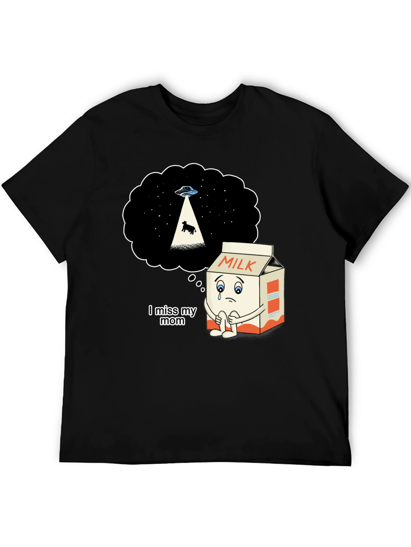 Sad Milk Cartoon Graphic T-Shirt