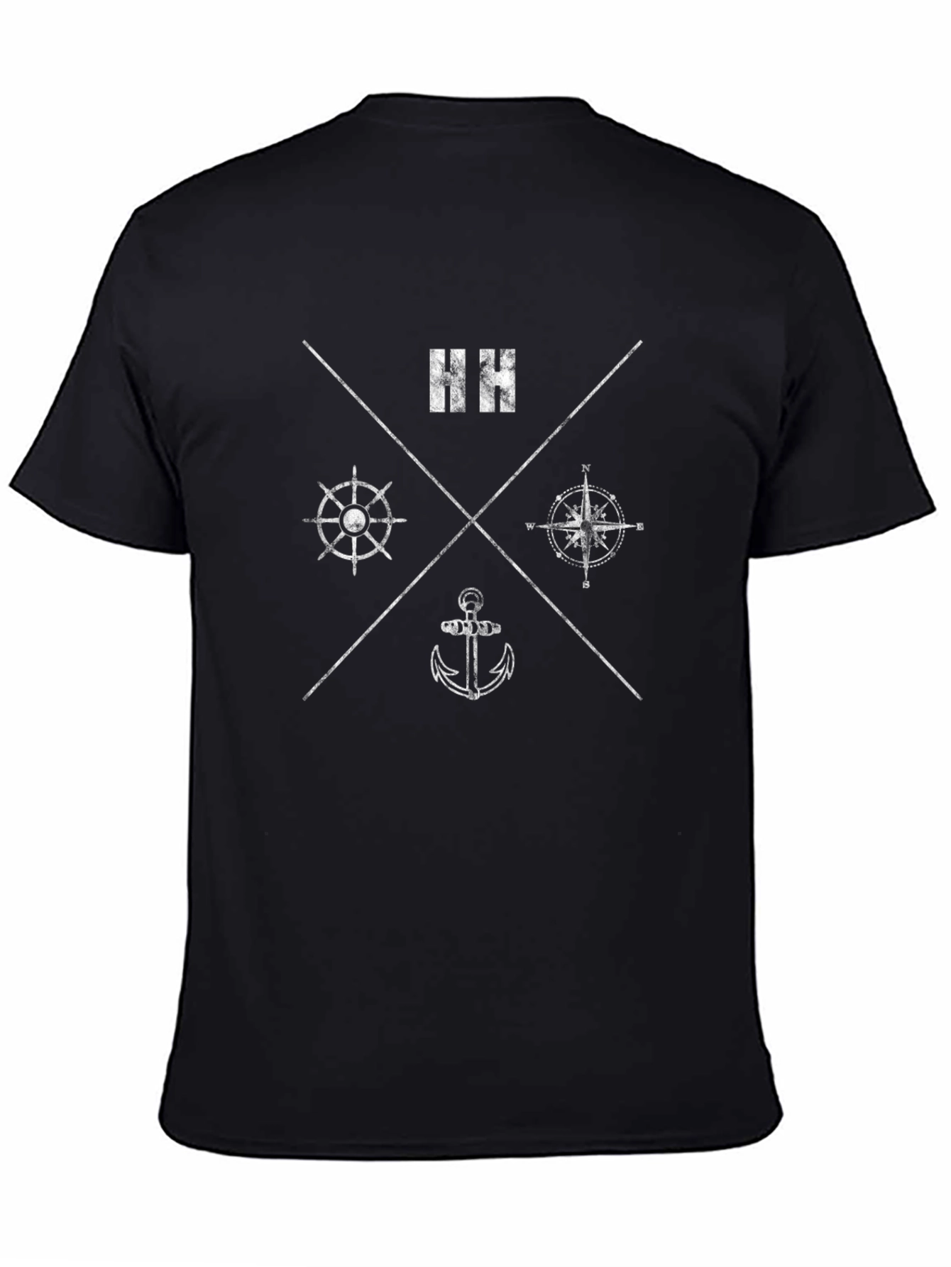 Nautical Compass Black T-Shirt