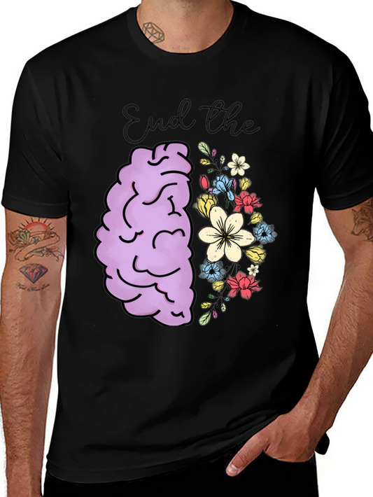 End the Stigma Brain & Flowers Graphic Tee