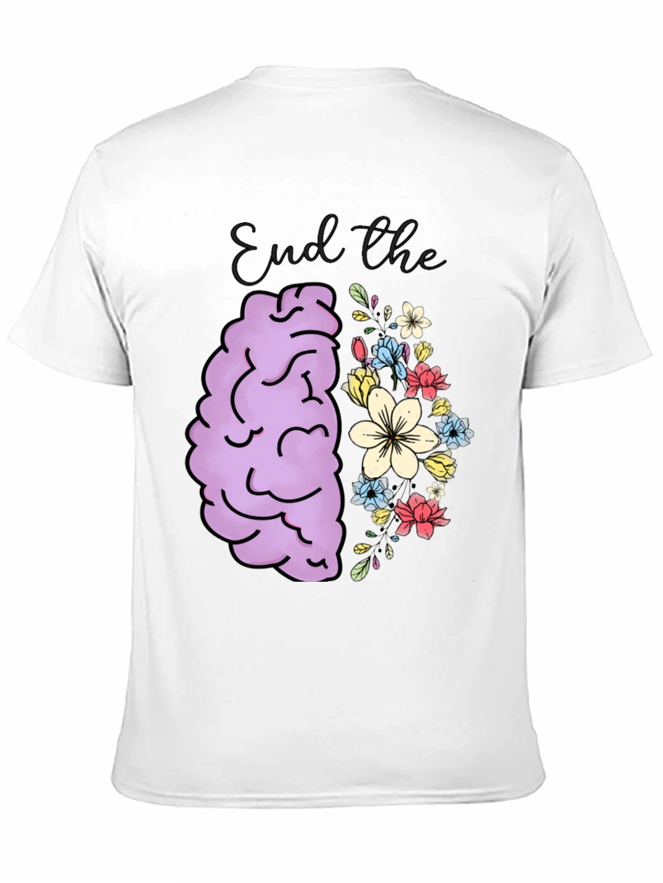 End the Stigma Brain & Flowers Graphic Tee