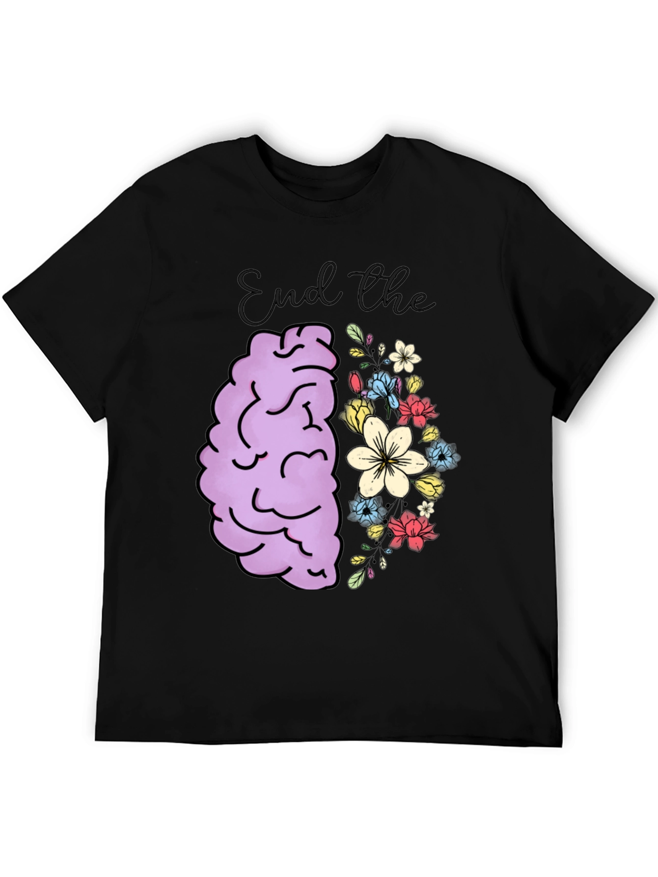End the Stigma Brain & Flowers Graphic Tee