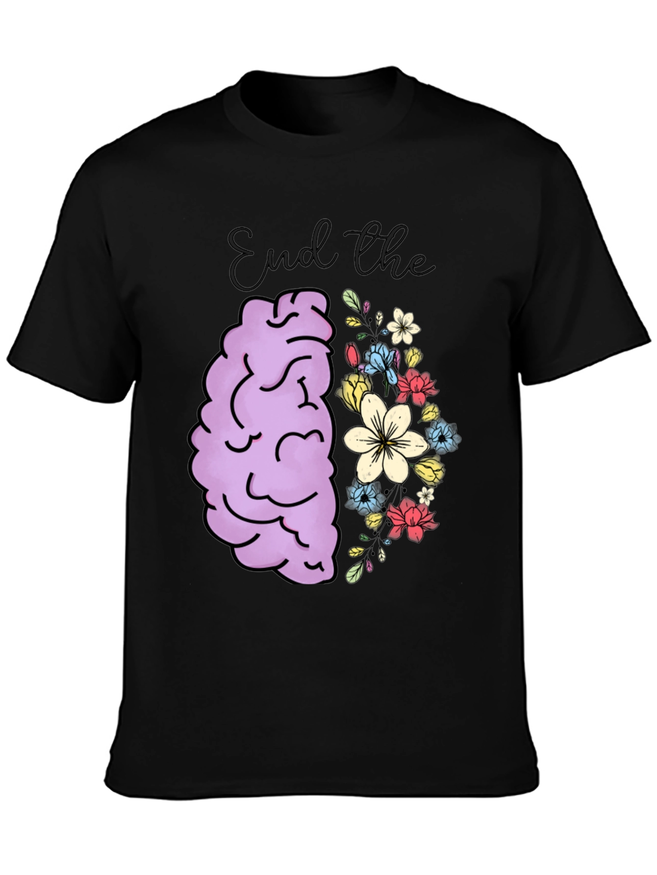 End the Stigma Brain & Flowers Graphic Tee