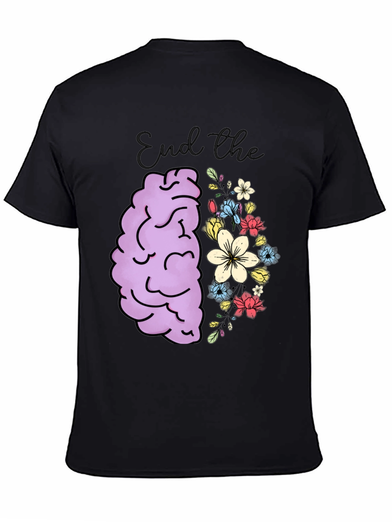 End the Stigma Brain & Flowers Graphic Tee