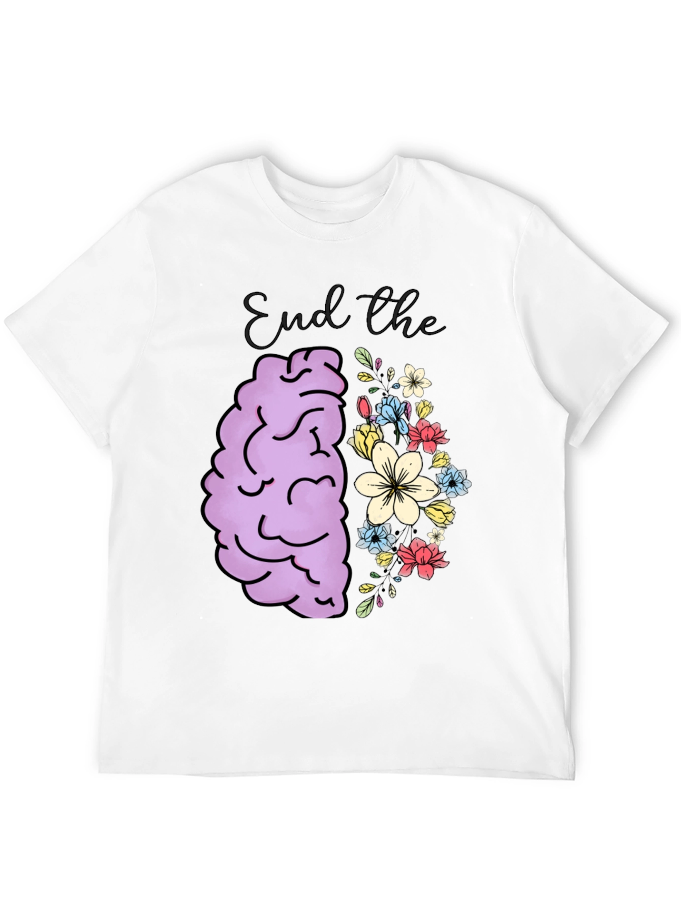 End the Stigma Brain & Flowers Graphic Tee