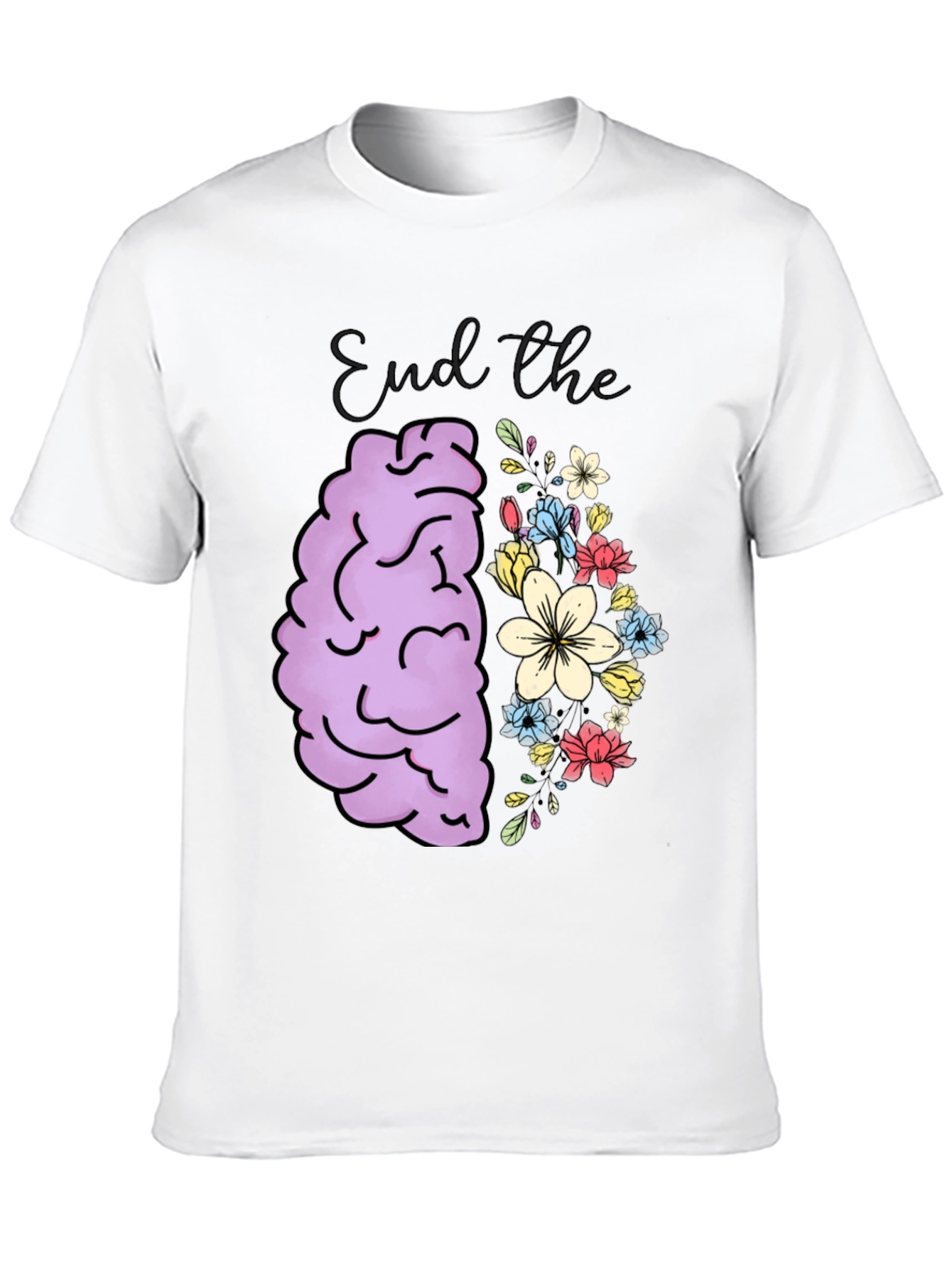 End the Stigma Brain & Flowers Graphic Tee