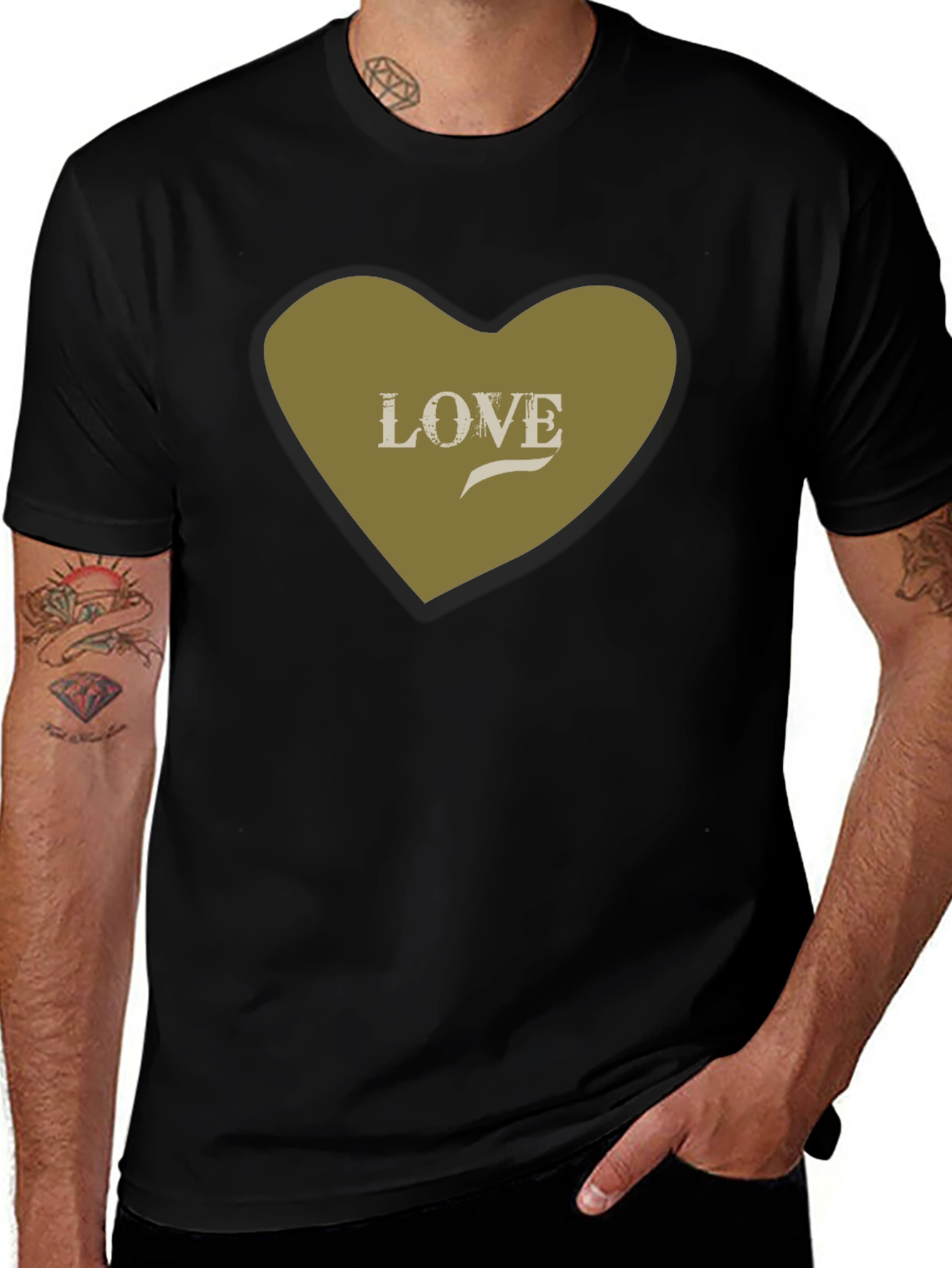 Love Heart Graphic Tee - Stylish Black Cotton T-Shirt