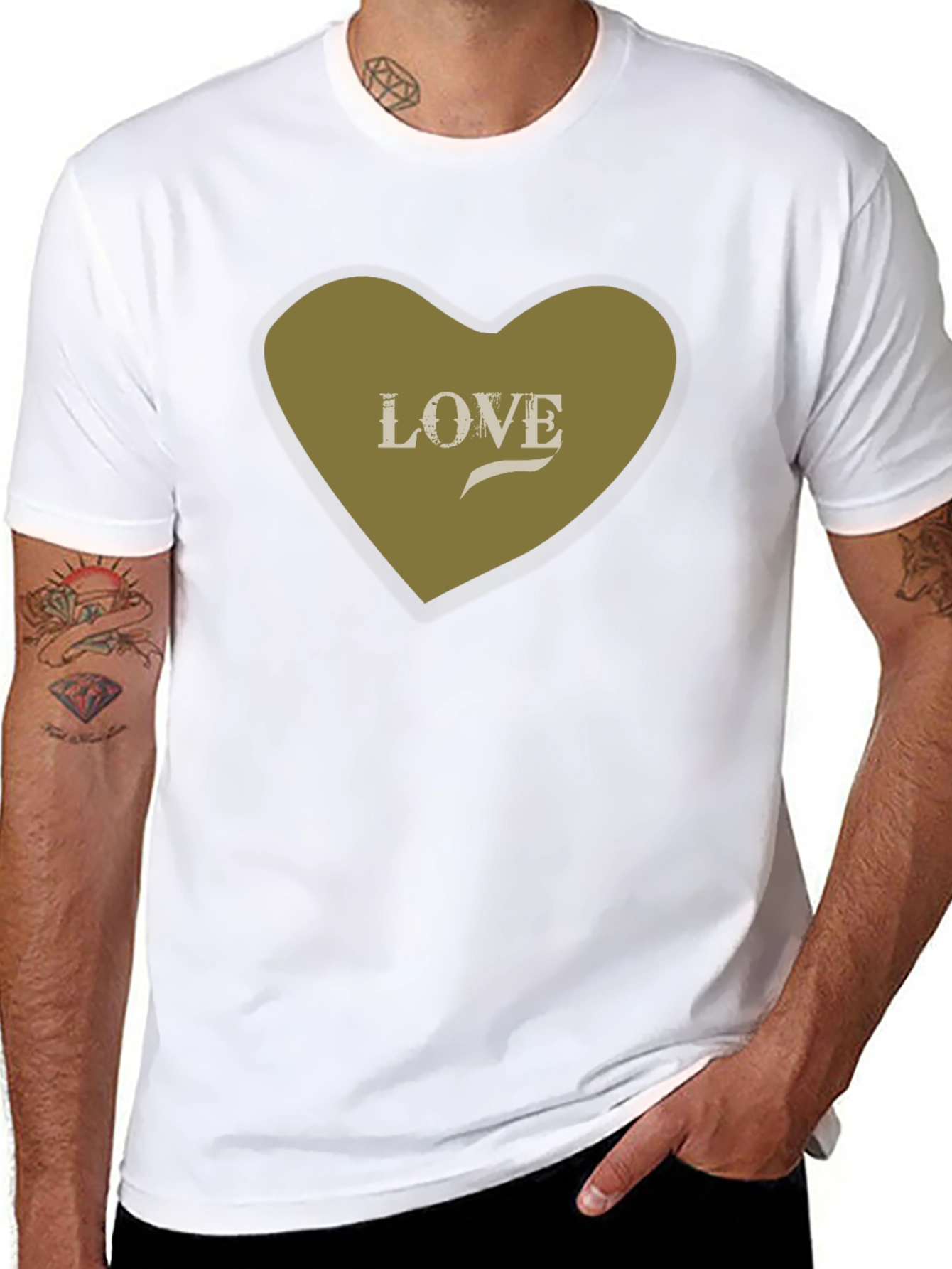 Love Heart Graphic Tee - Stylish Black Cotton T-Shirt