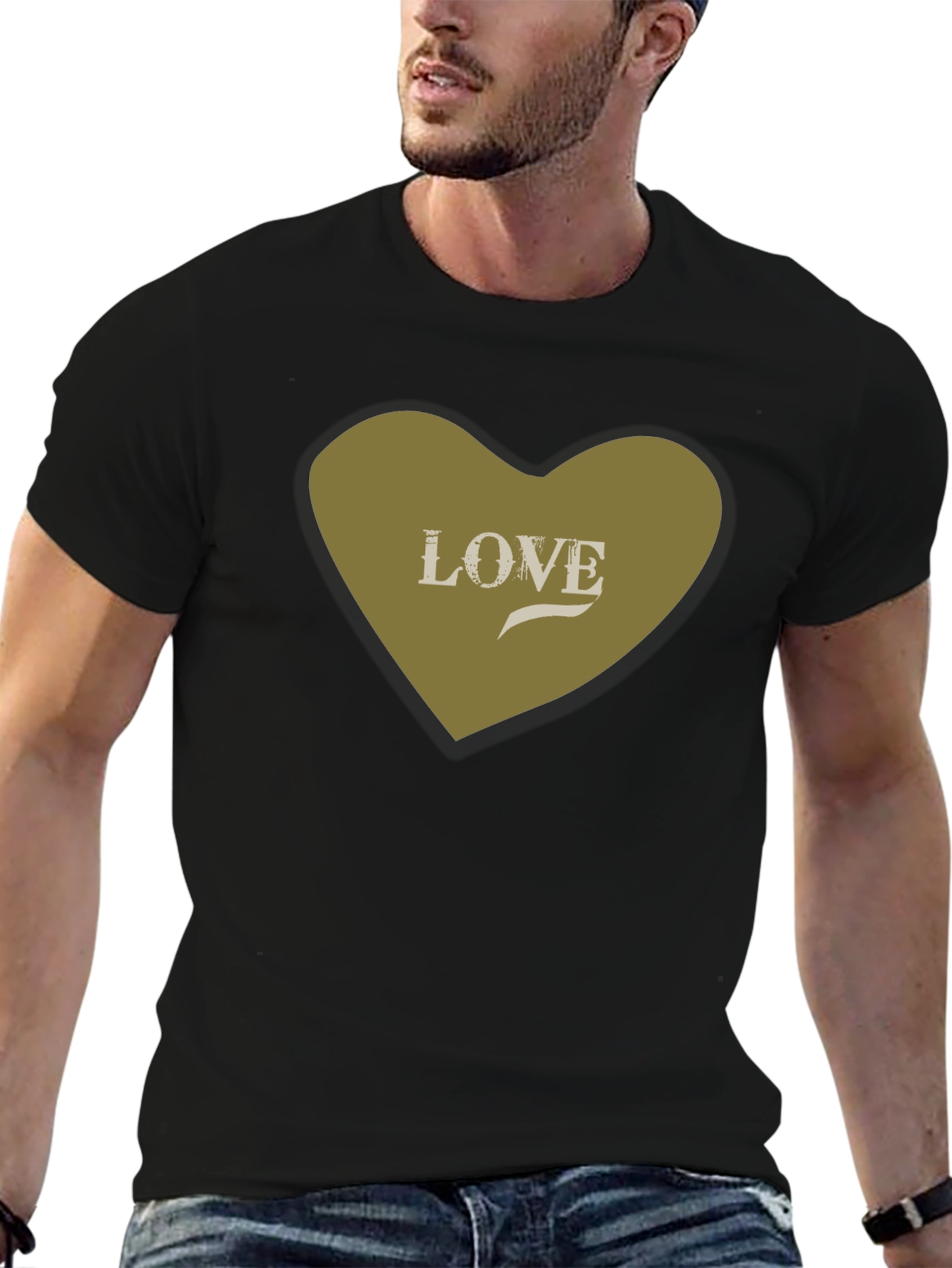 Love Heart Graphic Tee - Stylish Black Cotton T-Shirt