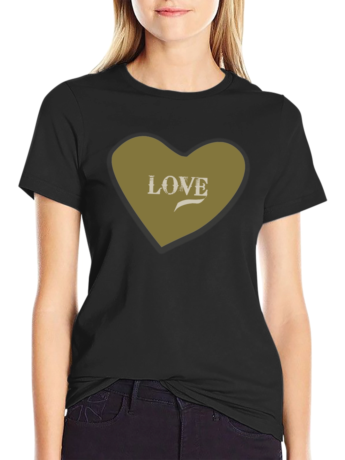 Love Heart Graphic Tee - Stylish Black Cotton T-Shirt