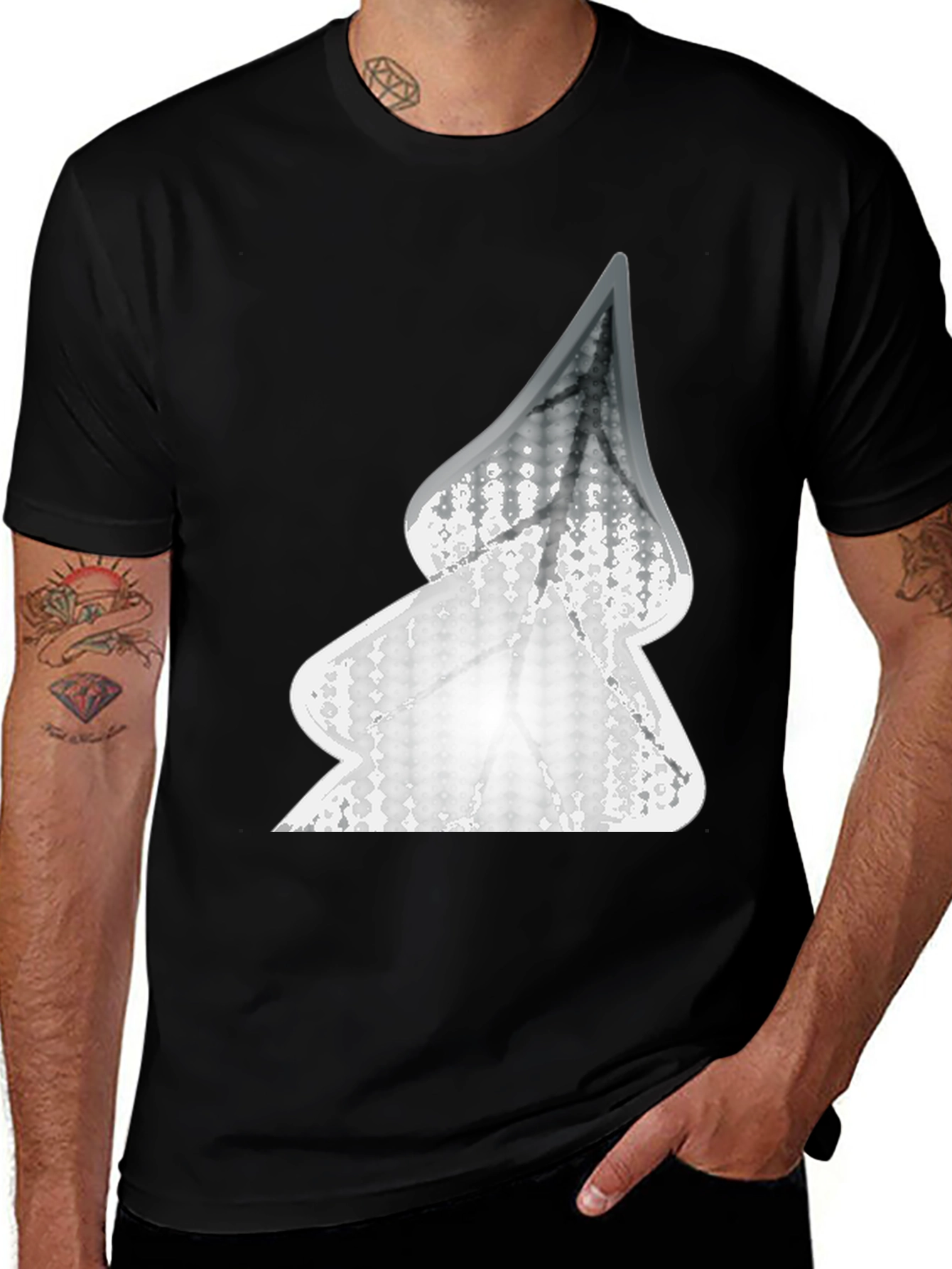 Abstract Tree Graphic Black T-Shirt