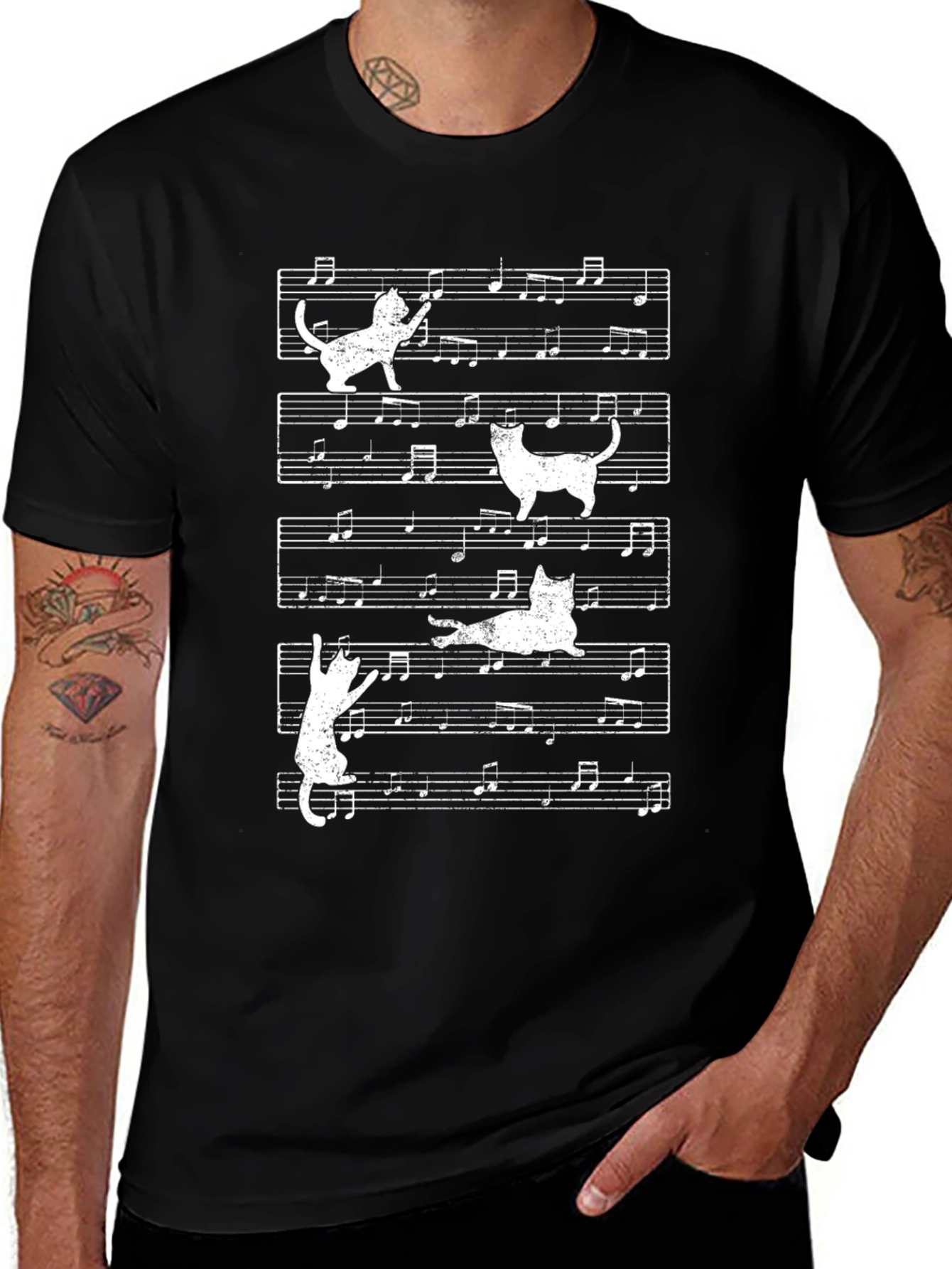 Musical Cats T-Shirt - Unique Music Note Design