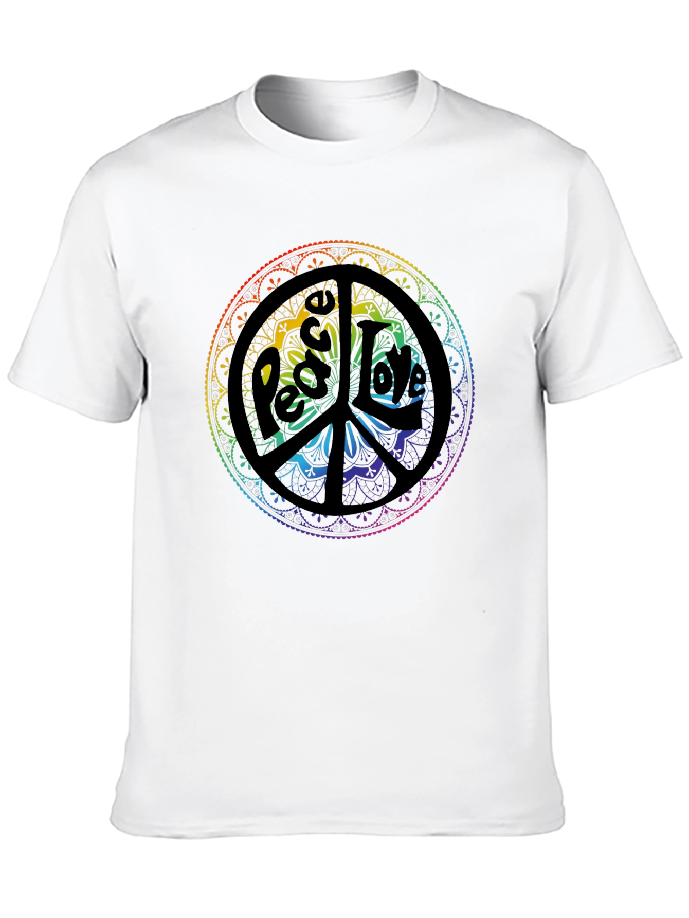 Peace & Love Mandala Graphic Tee - Black