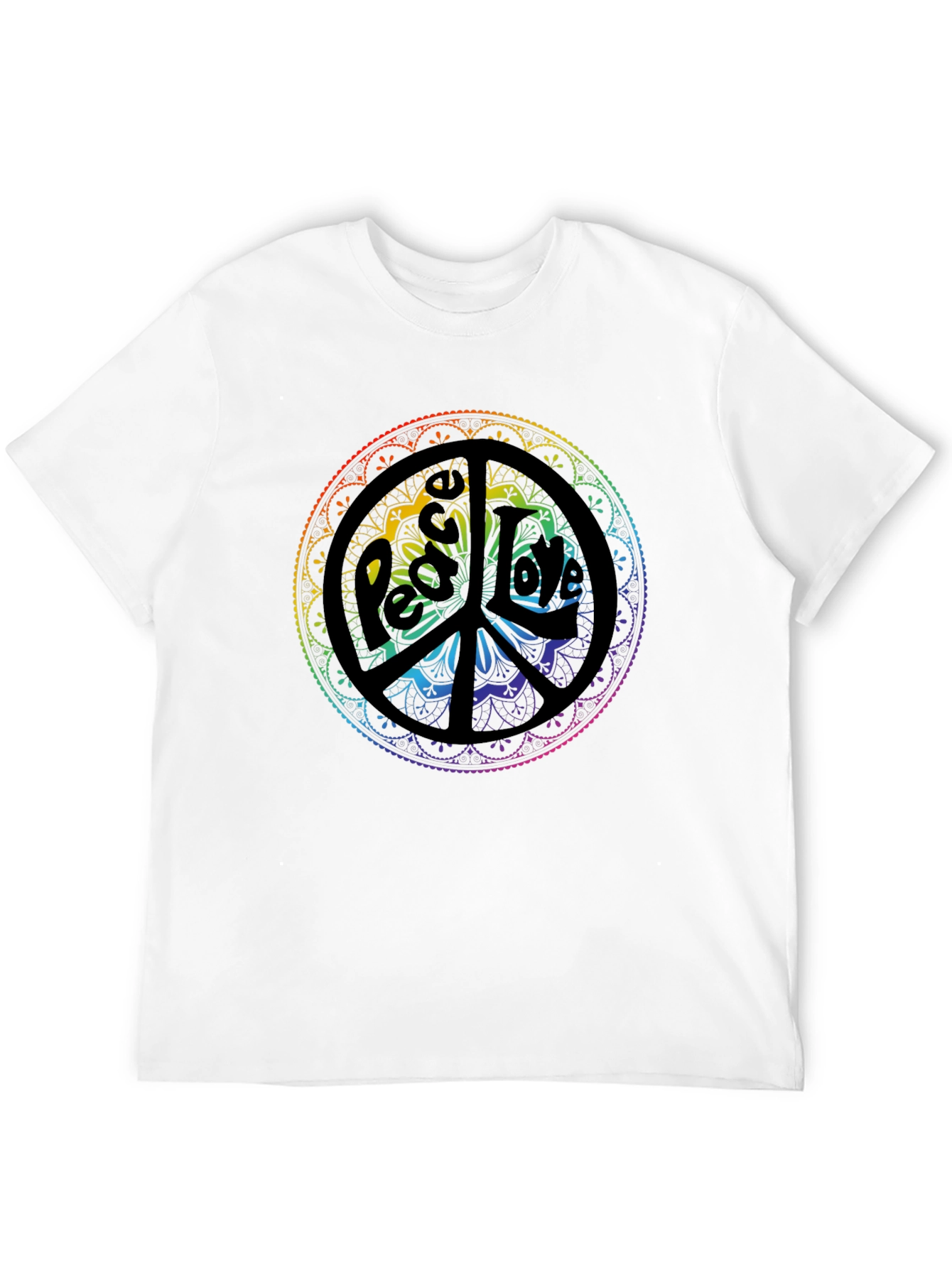 Peace & Love Mandala Graphic Tee - Black