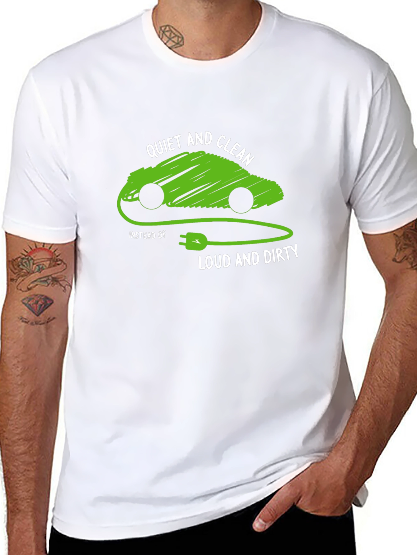 Eco-Friendly Electric Car T-Shirt - Quiet and Clean