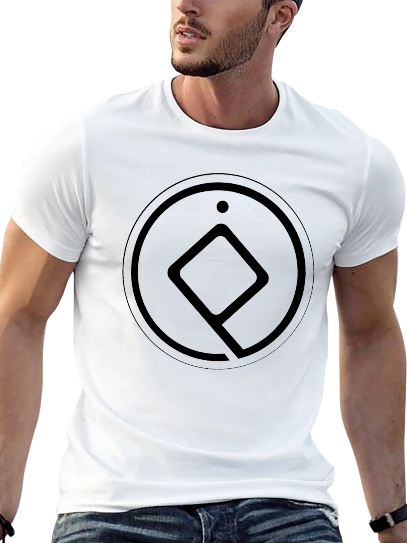 Minimalist Black T-Shirt with Geometric Circle Design