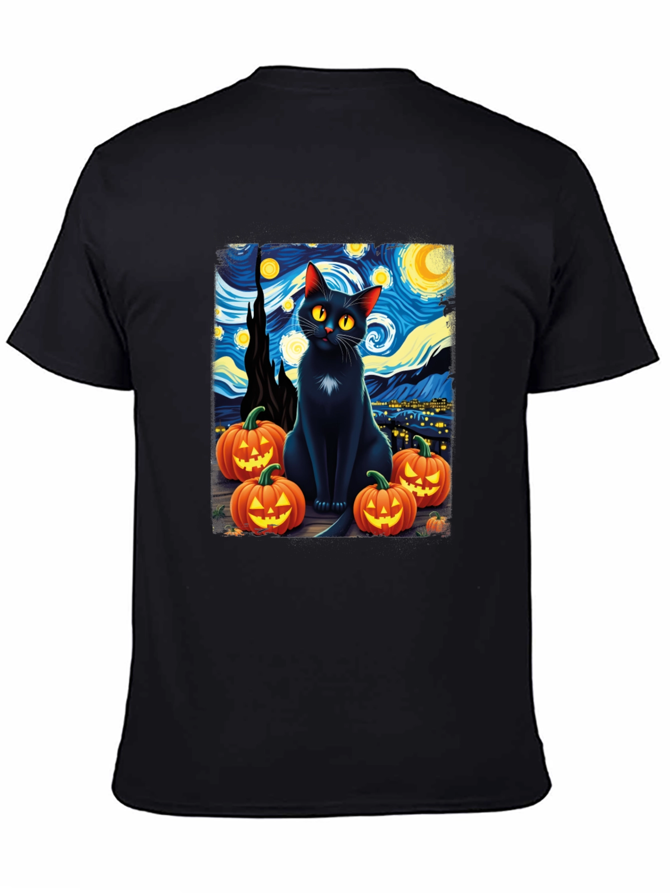 Starry Night Cat Halloween T-Shirt