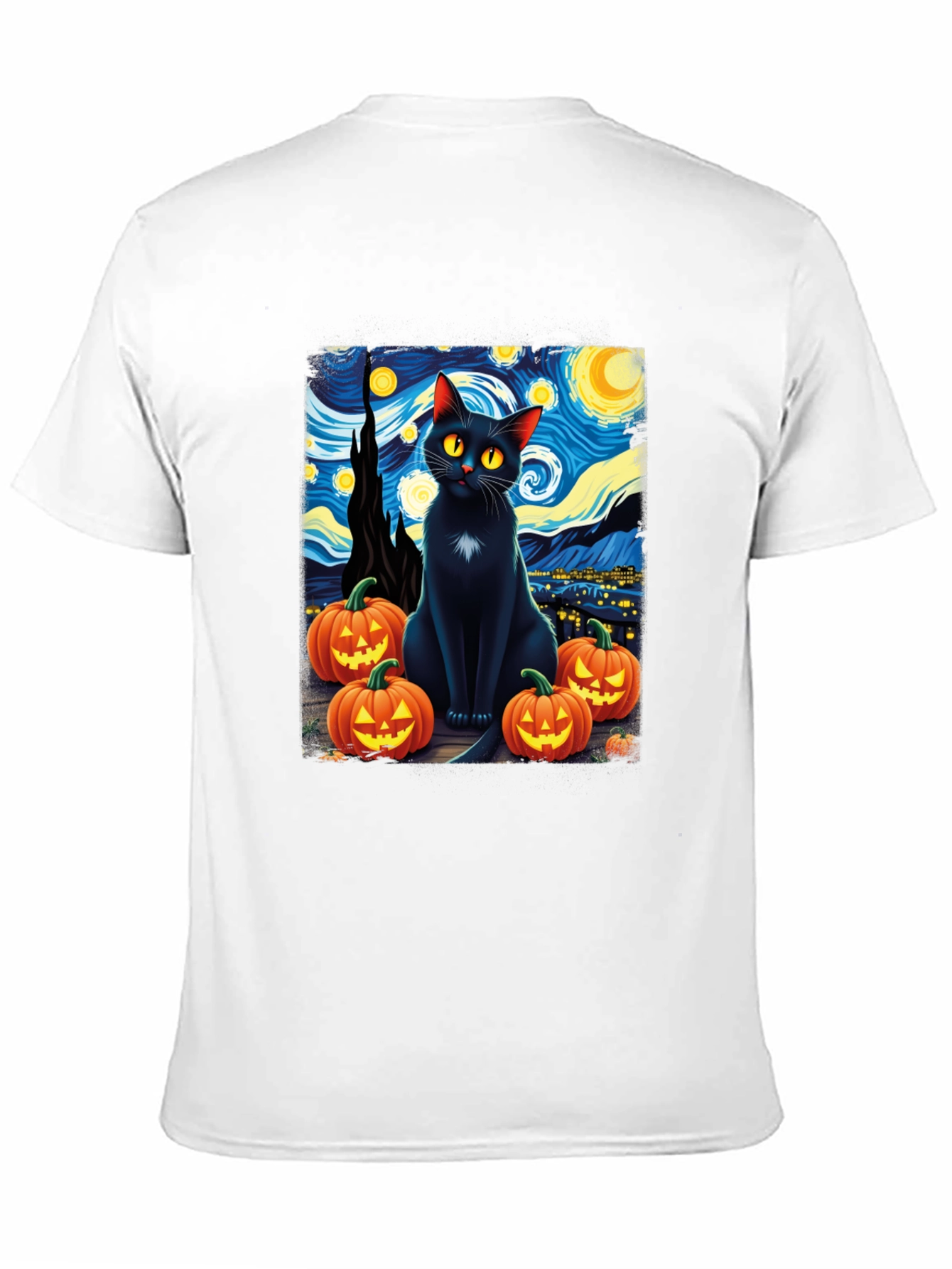 Starry Night Cat Halloween T-Shirt