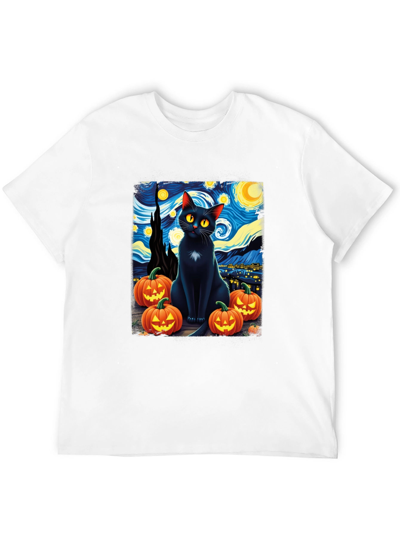 Starry Night Cat Halloween T-Shirt