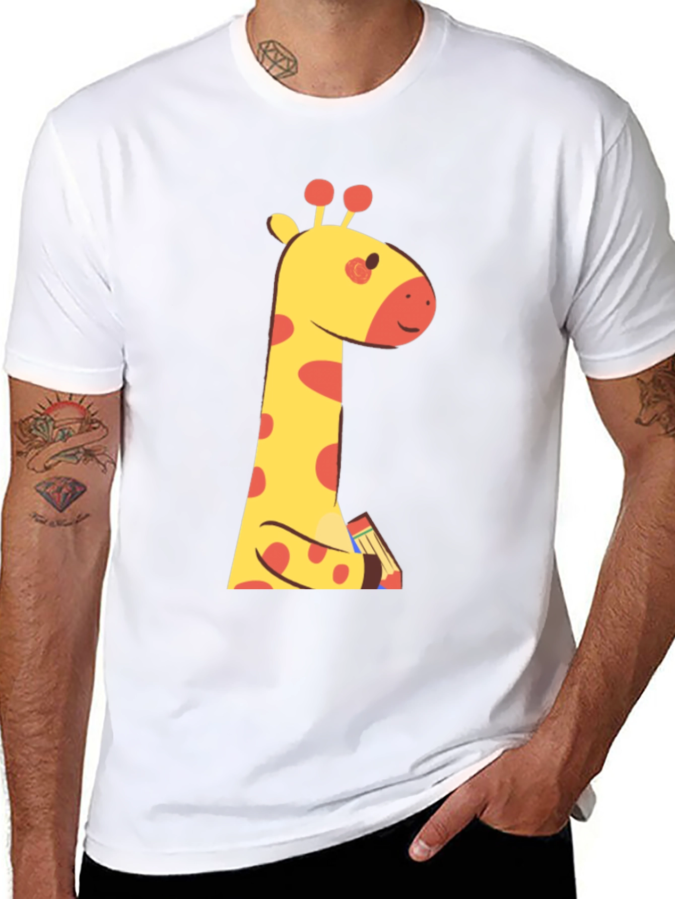 Cute Giraffe Cartoon Graphic T-Shirt