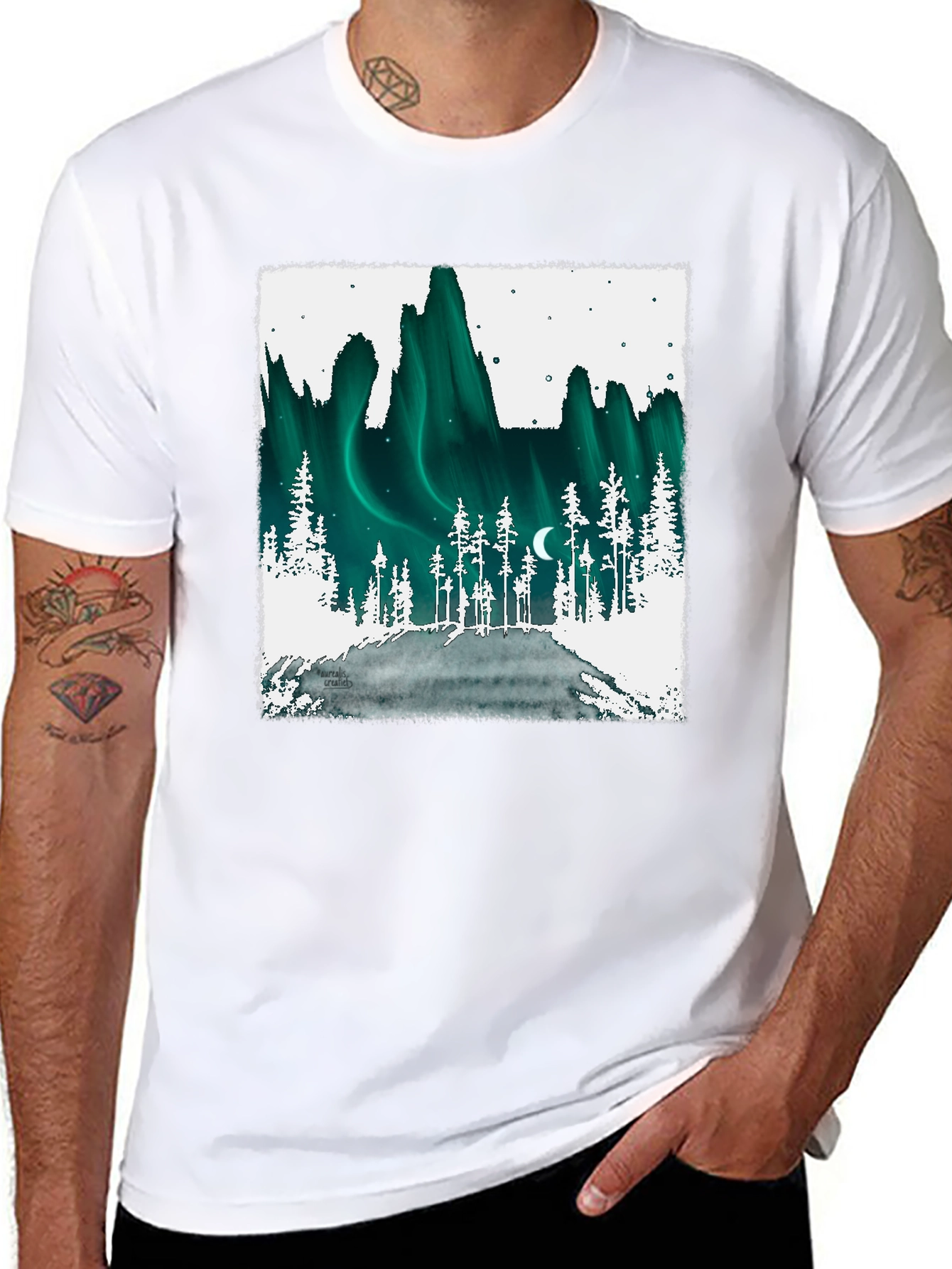 Aurora Borealis Graphic Tee - Black