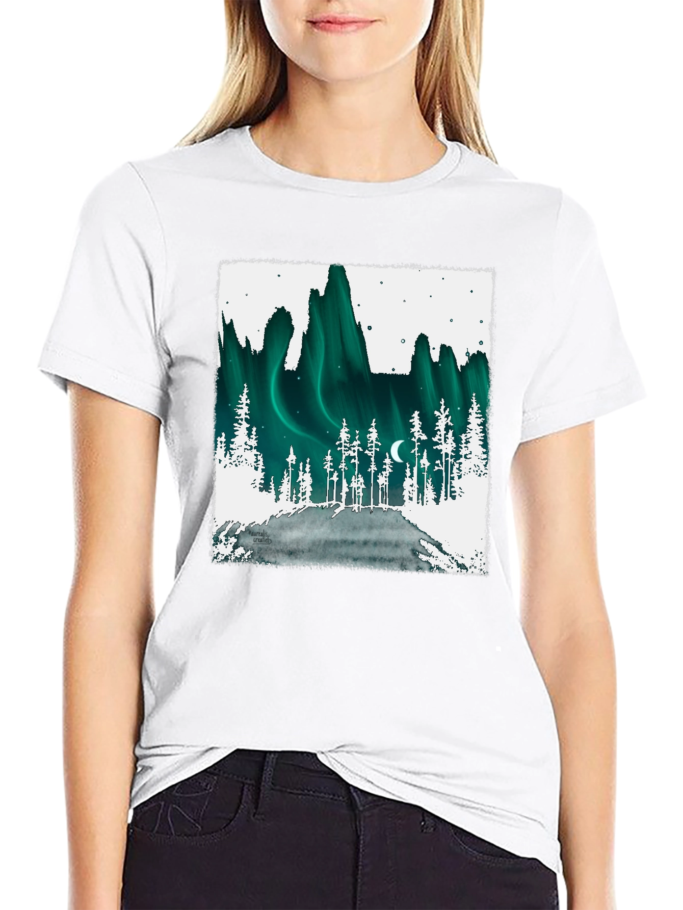 Aurora Borealis Graphic Tee - Black