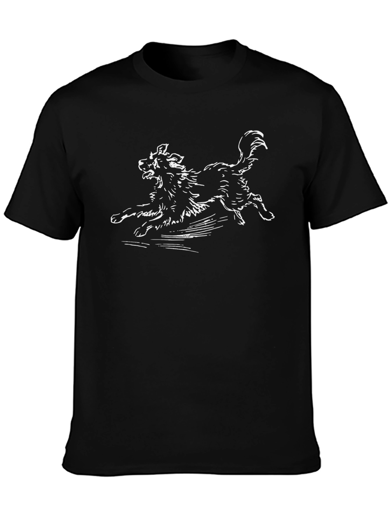 Dog Sketch Graphic Black T-Shirt