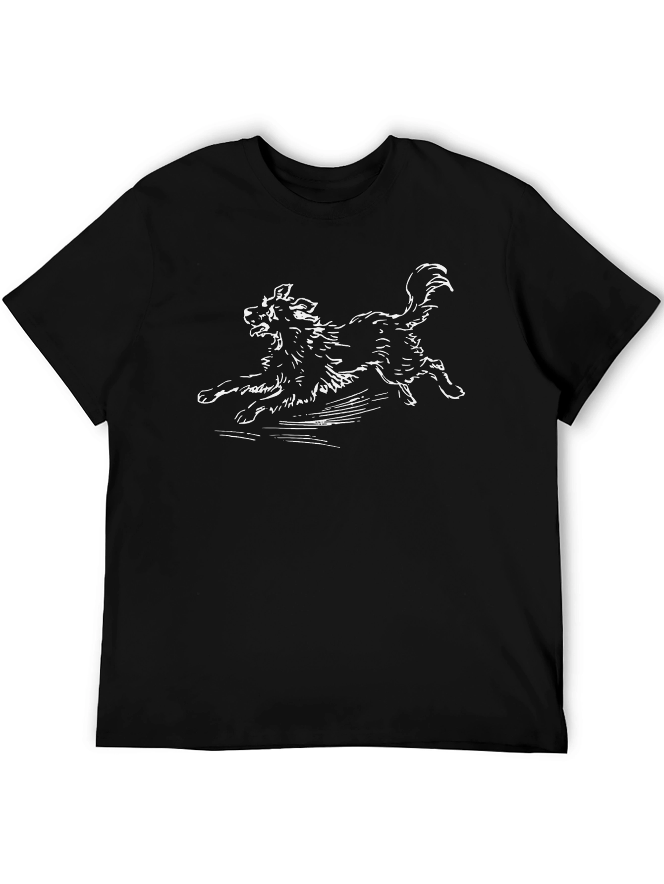 Dog Sketch Graphic Black T-Shirt
