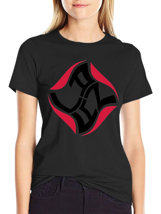 Modern Black T-Shirt with Abstract Red & Black Design