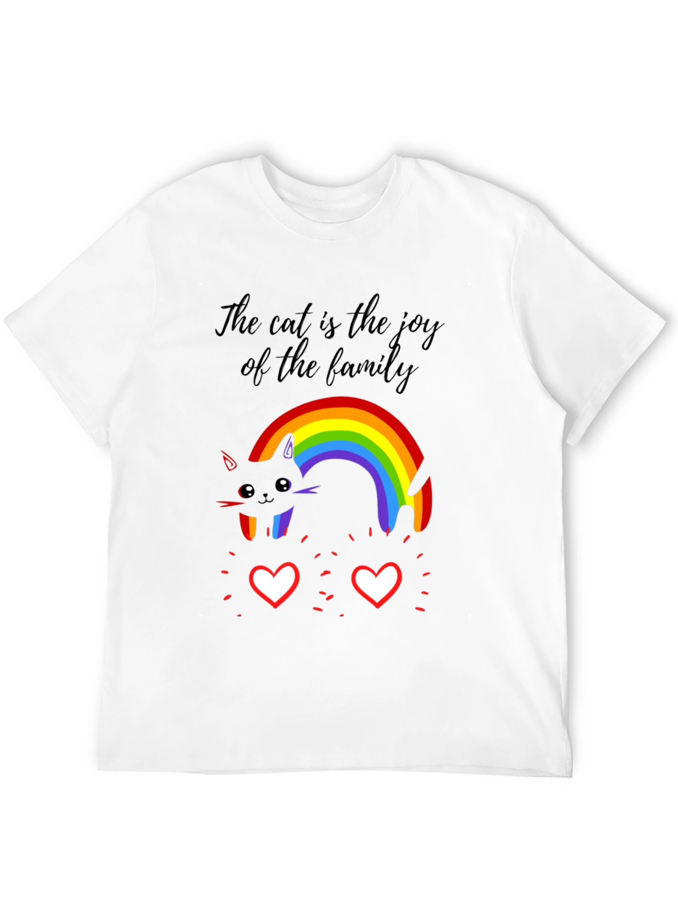 Joyful Cat Family Rainbow T-Shirt