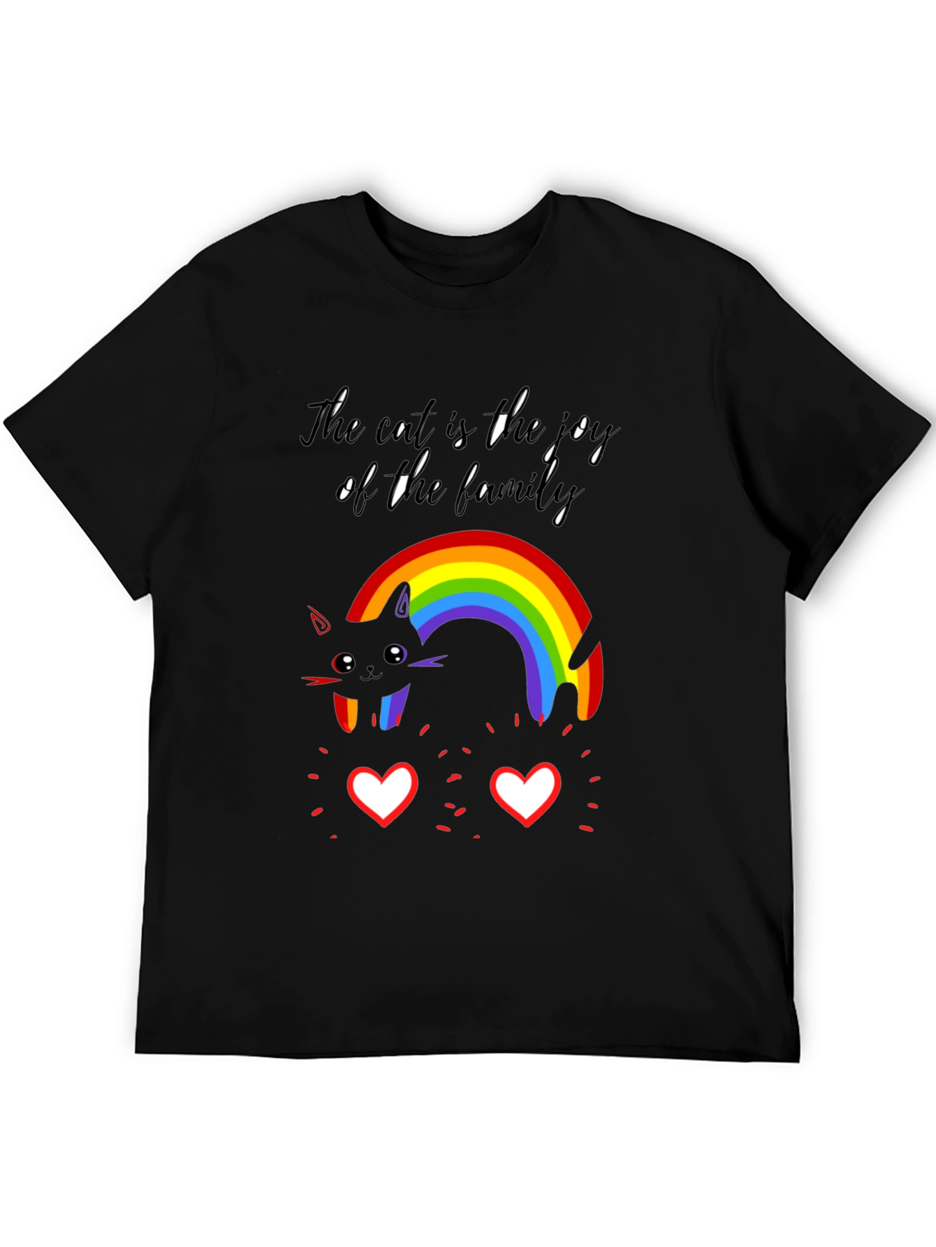Joyful Cat Family Rainbow T-Shirt