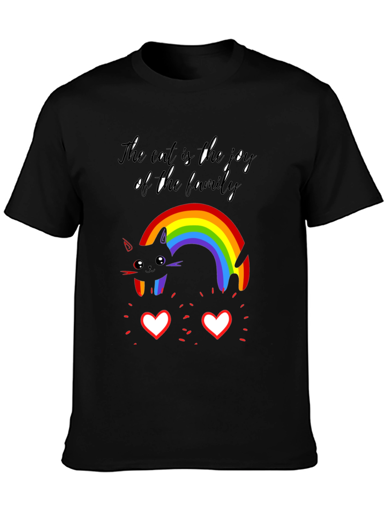 Joyful Cat Family Rainbow T-Shirt