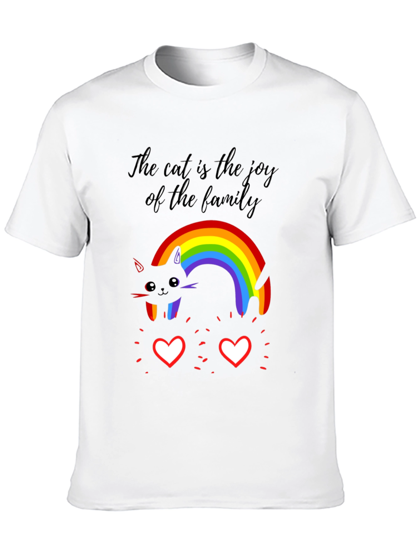 Joyful Cat Family Rainbow T-Shirt