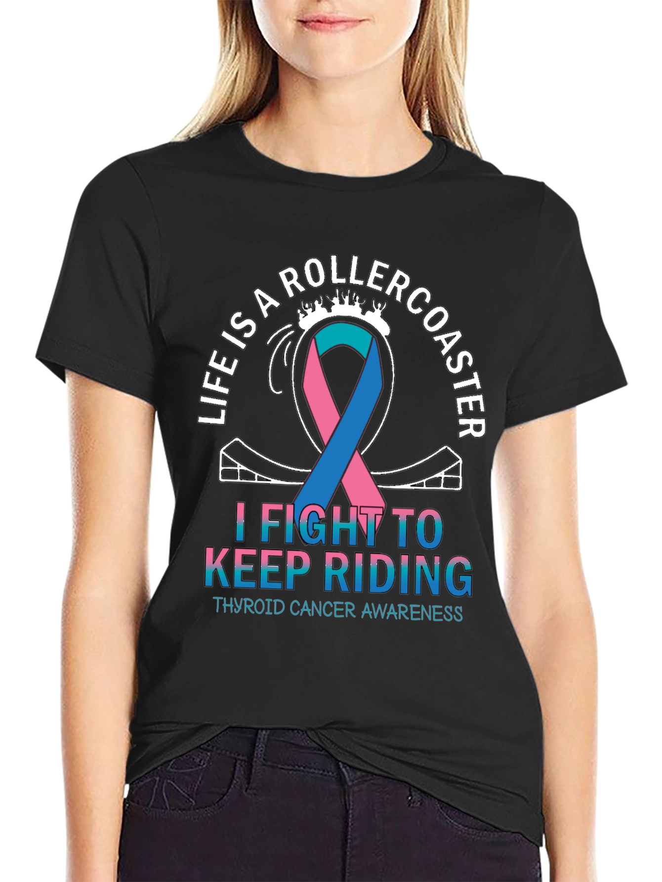 Thyroid Cancer Awareness Rollercoaster T-Shirt