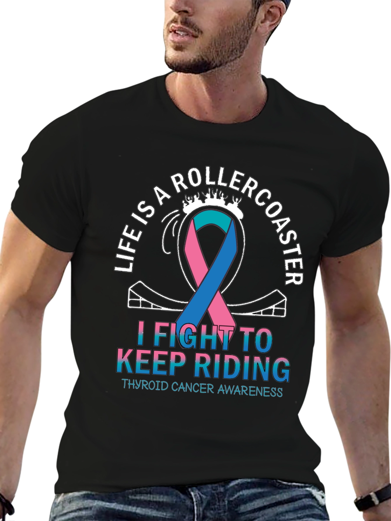 Thyroid Cancer Awareness Rollercoaster T-Shirt