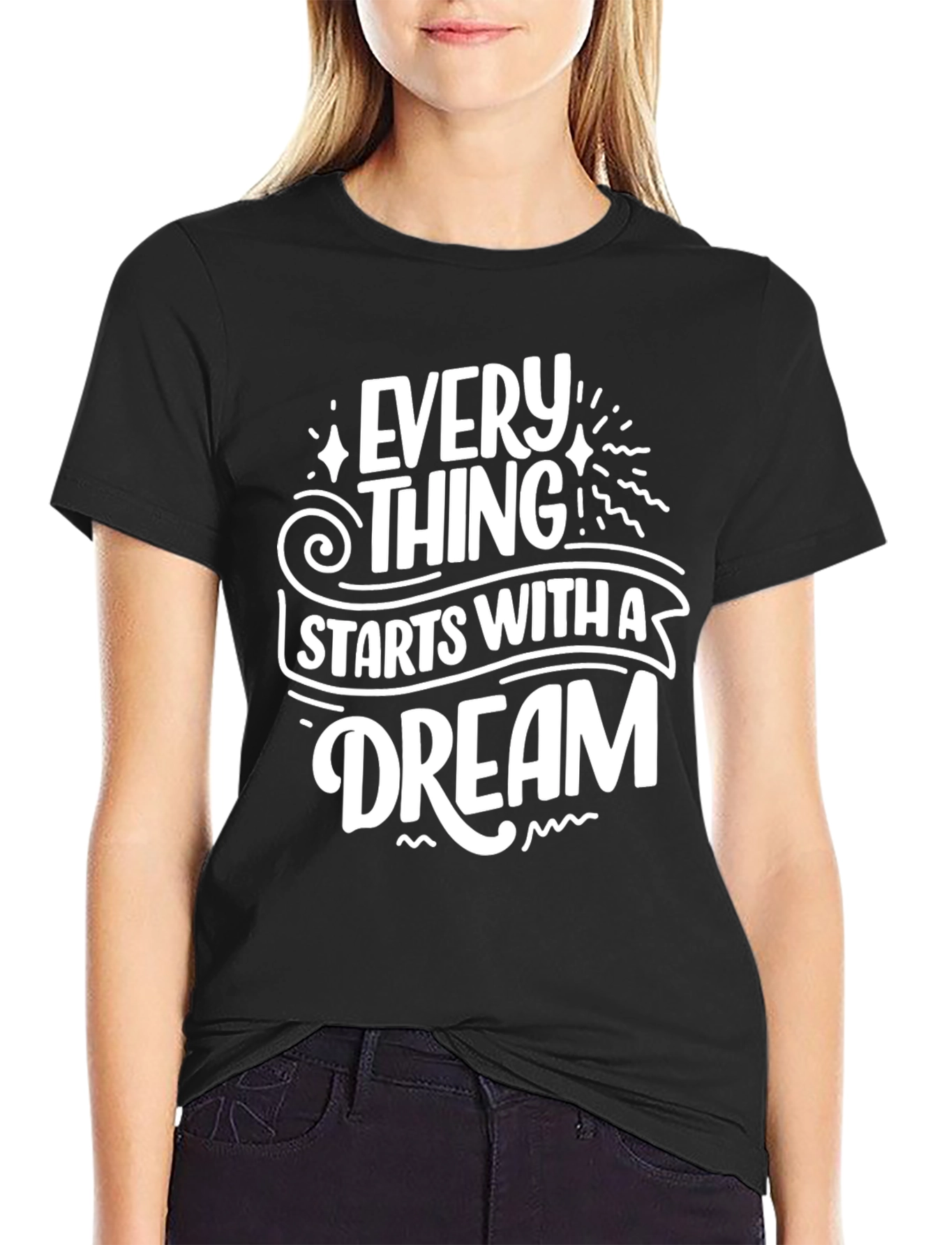 Dream Start Black T-Shirt - Inspirational Quote