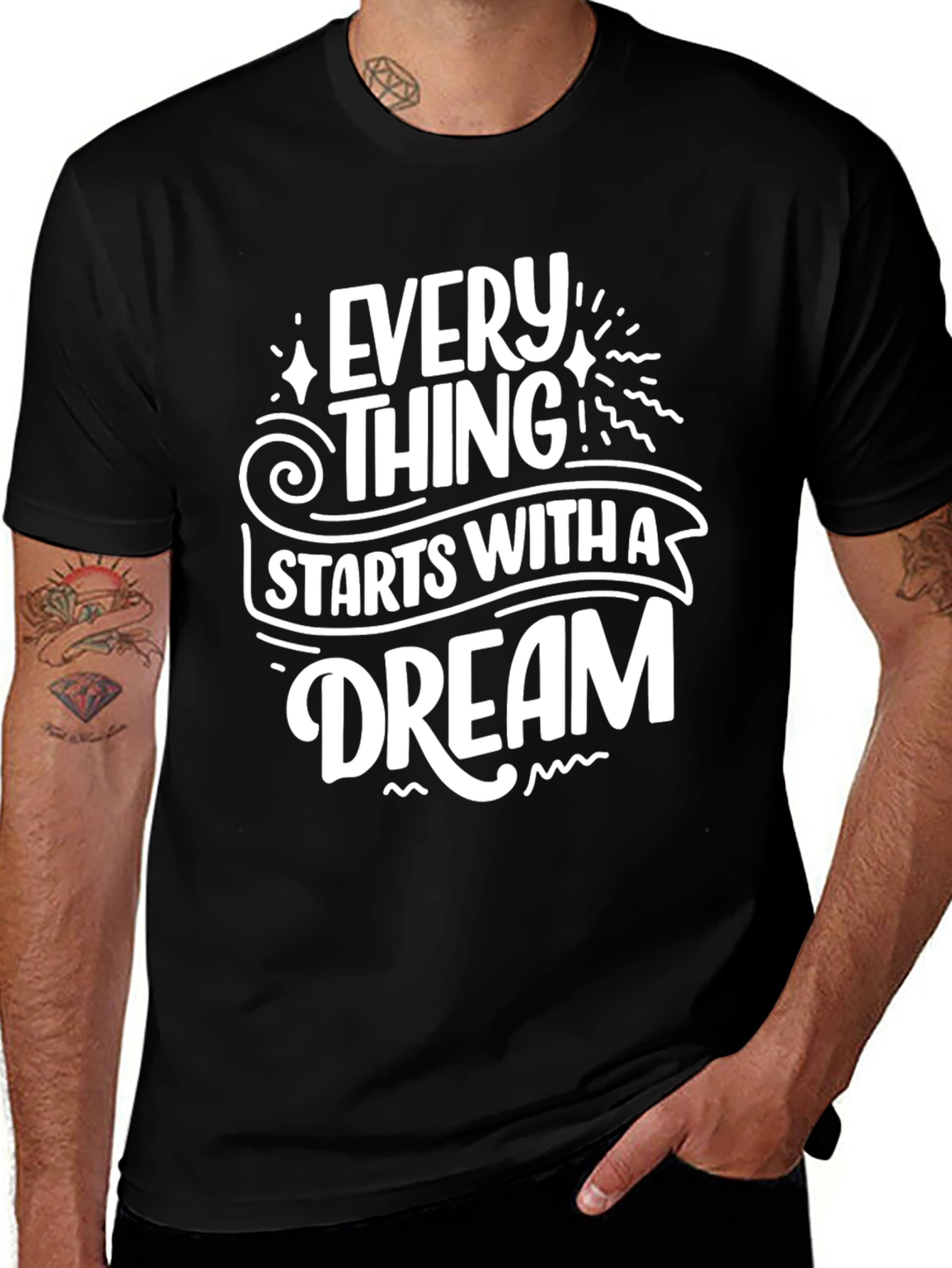 Dream Start Black T-Shirt - Inspirational Quote