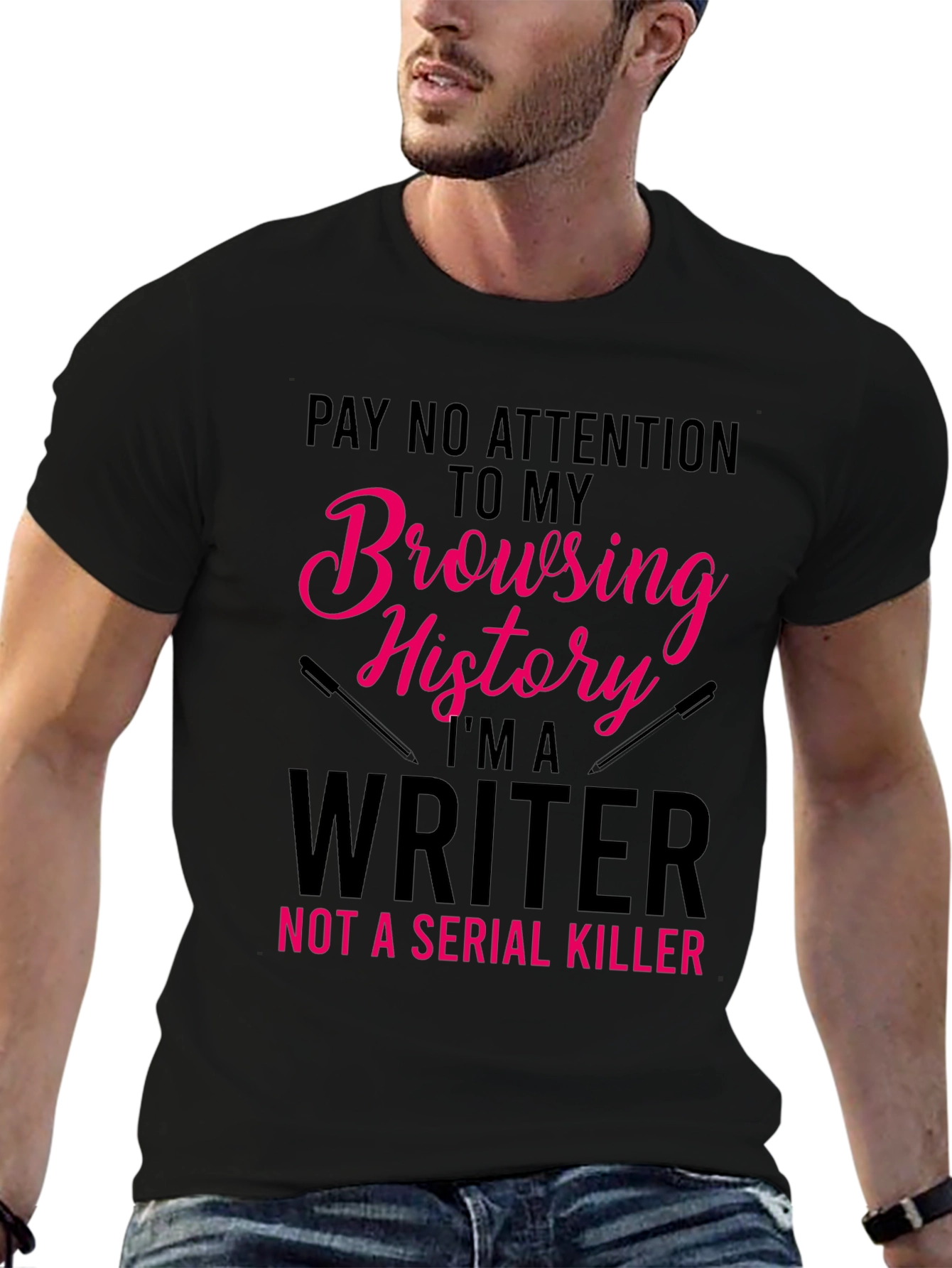 Writers Browsing History Funny Black T-Shirt