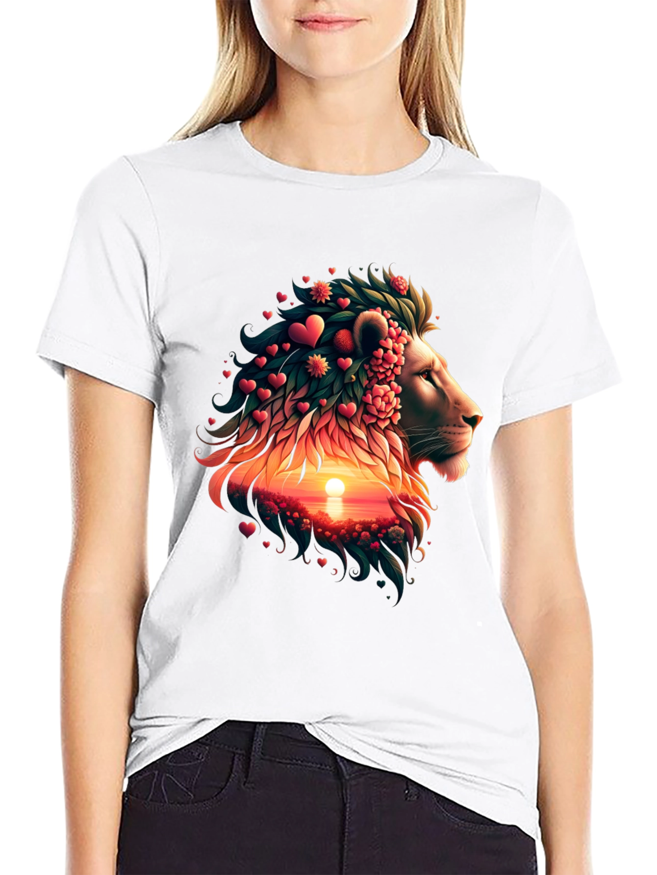 Lion Heart Sunset Graphic T-Shirt