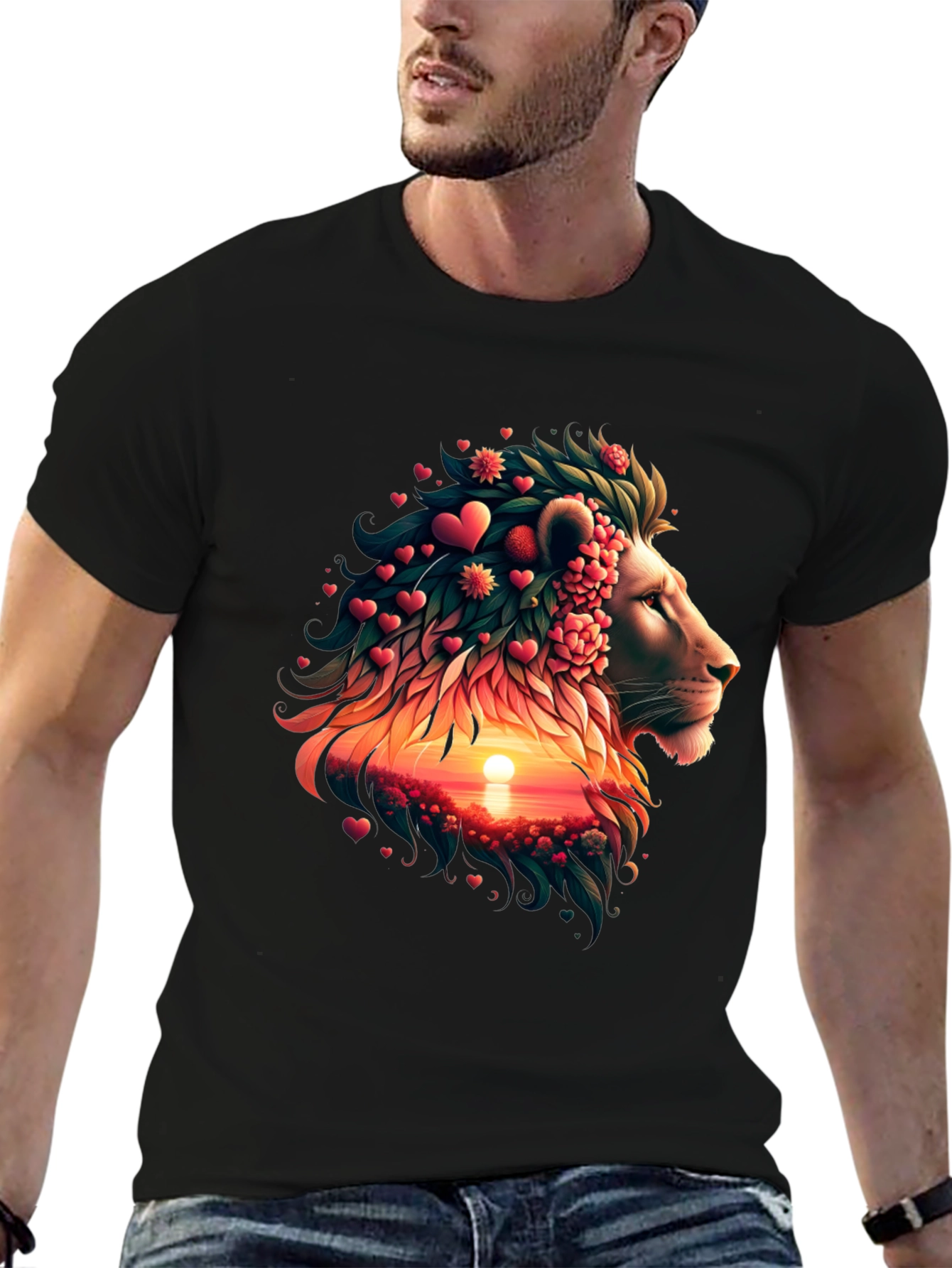 Lion Heart Sunset Graphic T-Shirt