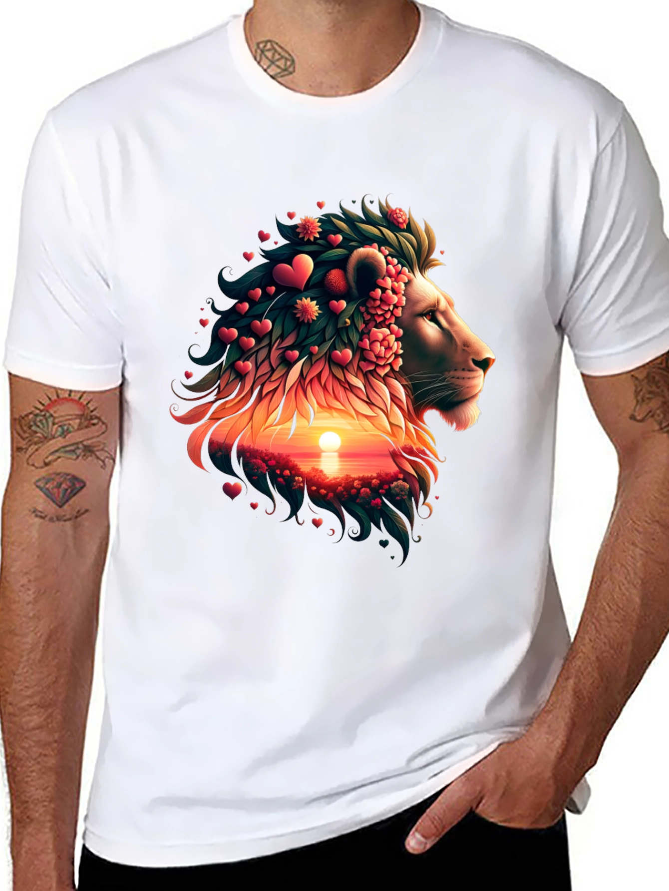 Lion Heart Sunset Graphic T-Shirt