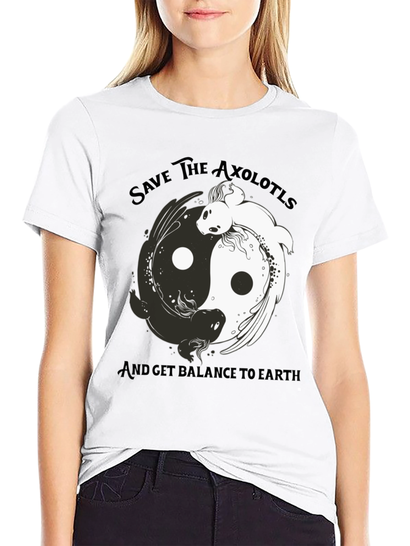 Save the Axolotls Black Graphic Tee