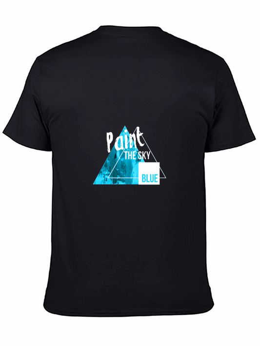 Paint the Sky Blue Graphic Tee - Modern Crew Neck