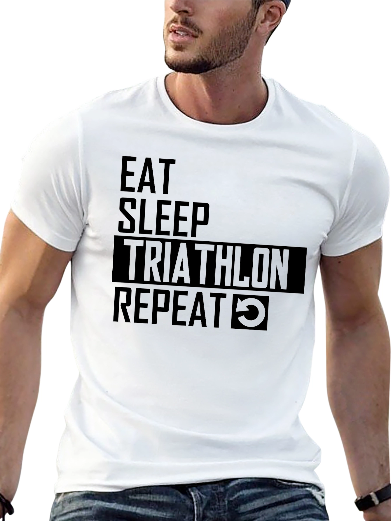 Eat Sleep Triathlon Repeat Black T-Shirt
