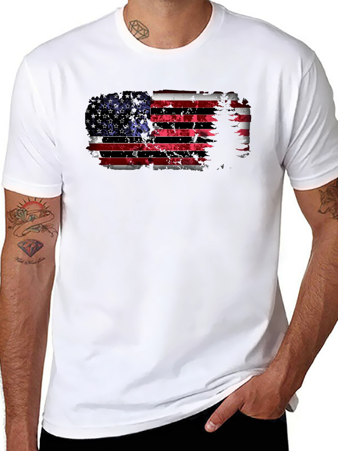 American Flag Tree Graphic T-Shirt