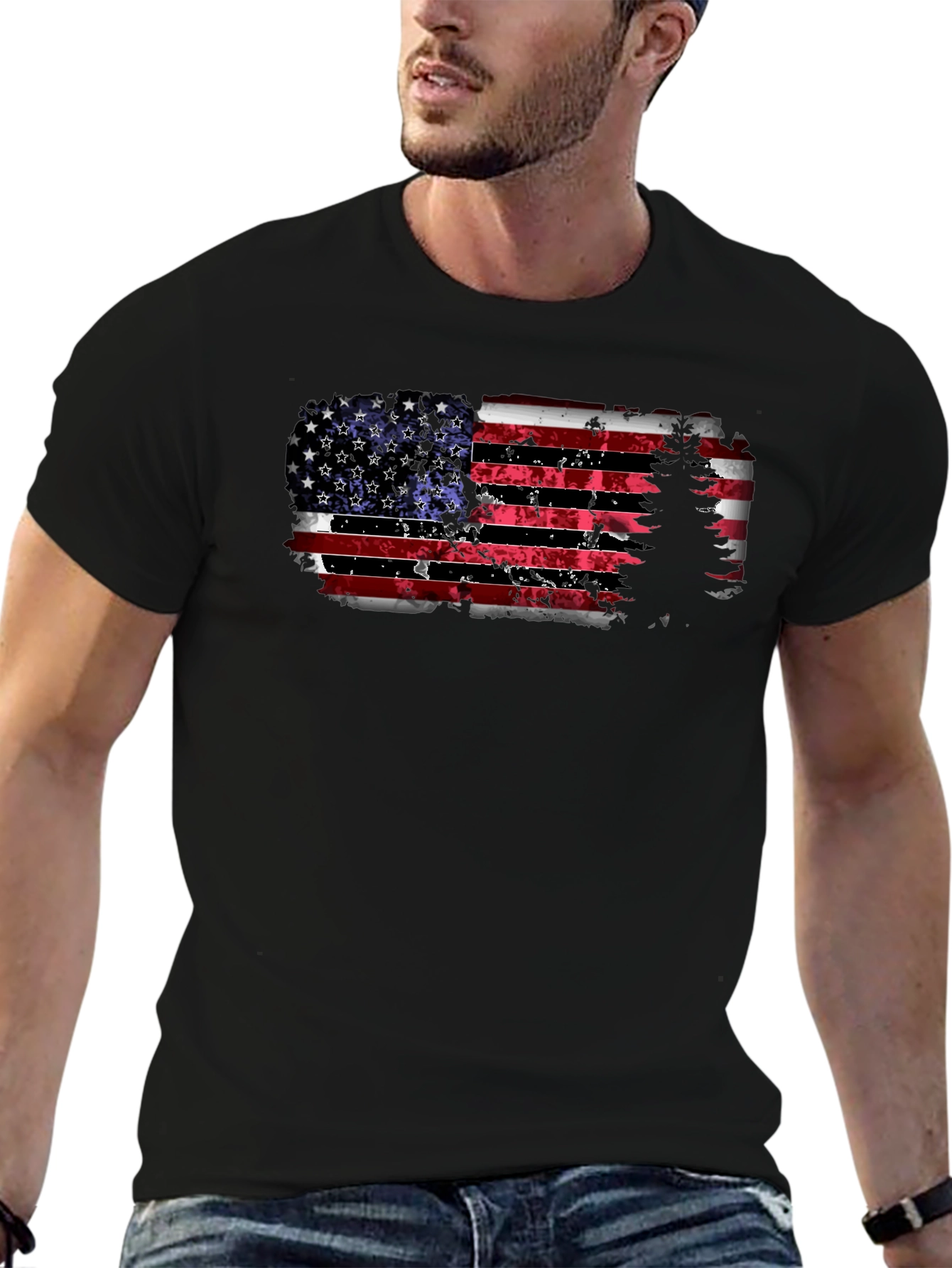 American Flag Tree Graphic T-Shirt