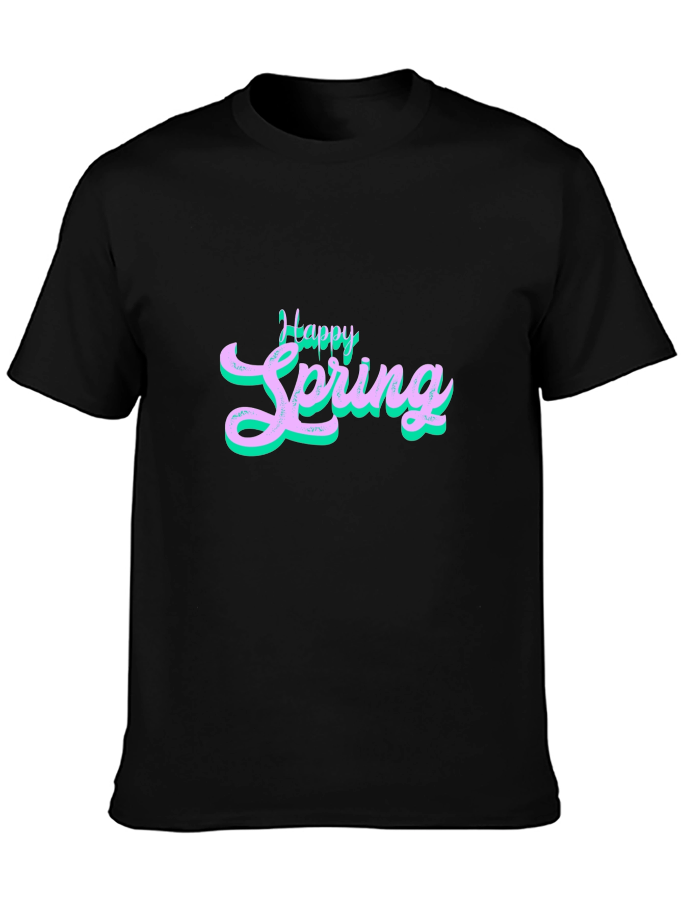 Happy Spring Graphic T-Shirt - Stylish Black Tee