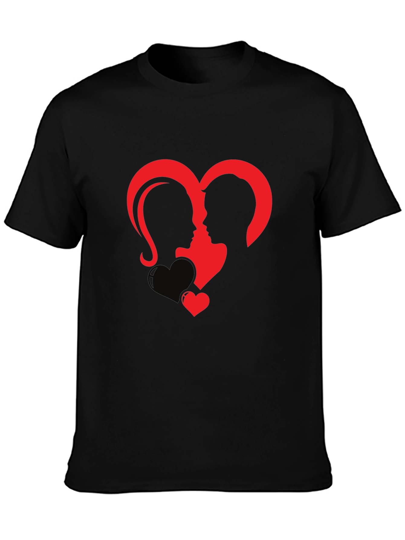 Heart Silhouette Couple Graphic Tee - Black