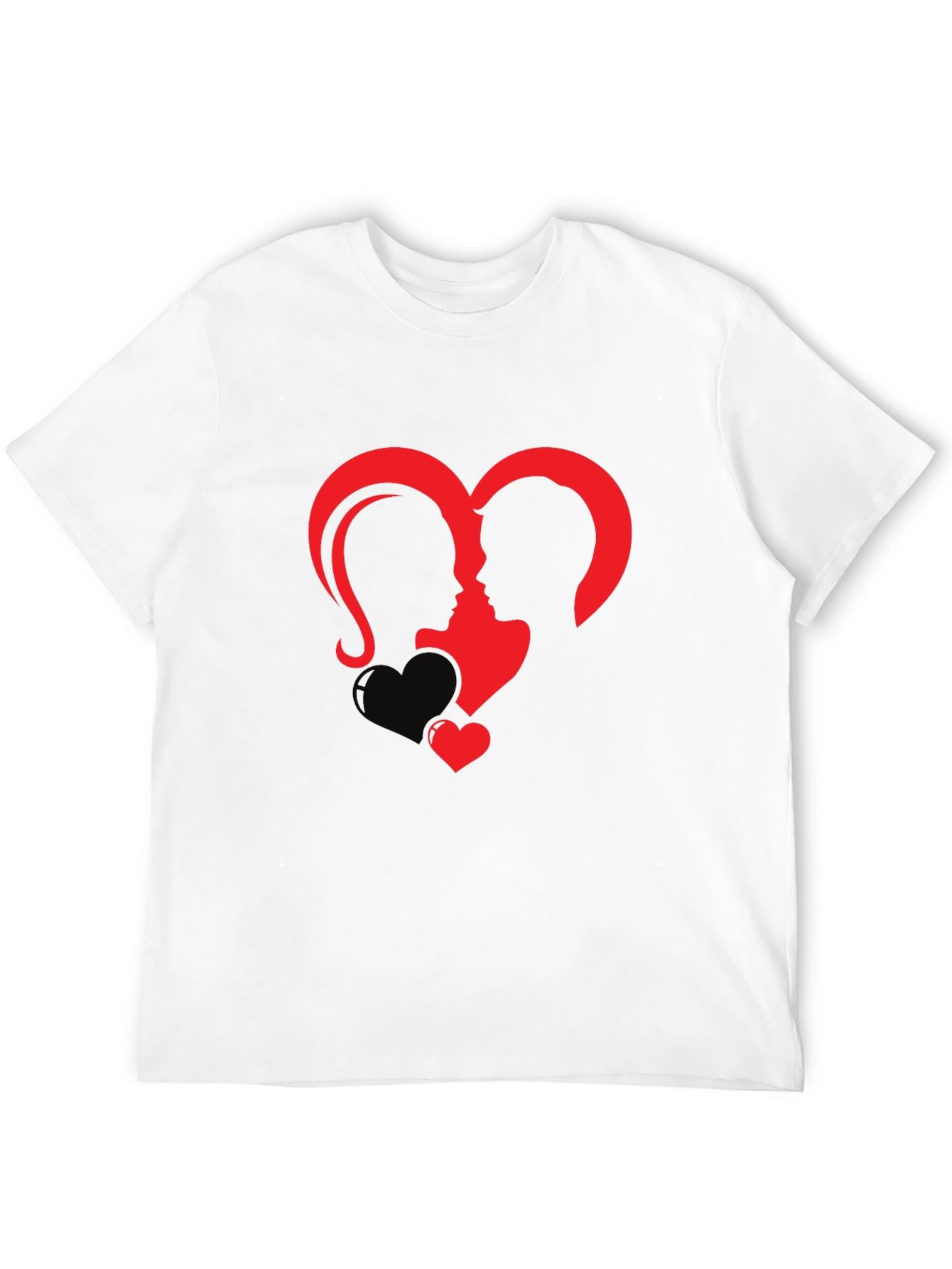 Heart Silhouette Couple Graphic Tee - Black